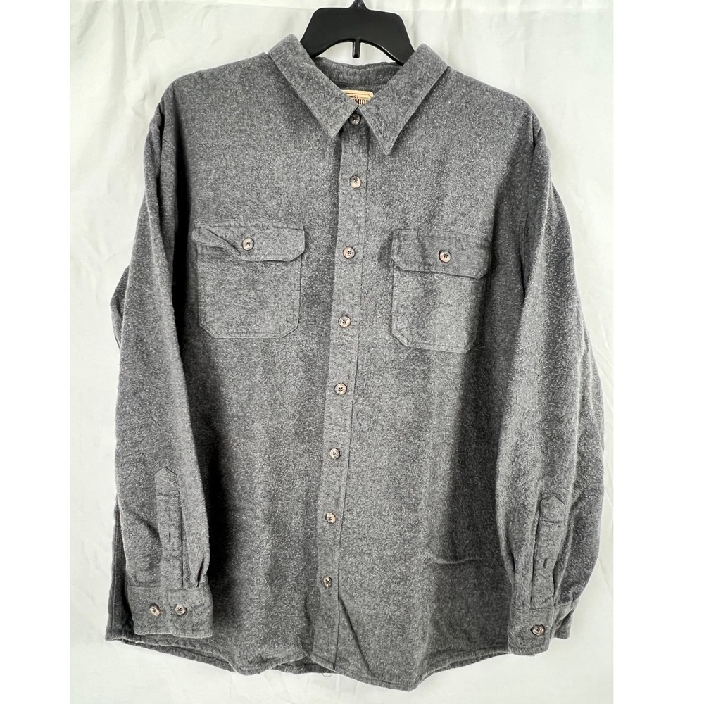 Schmidt Workwear Men's Gray heavyweight Flannel Long Sleeve Button Up Shirt 2XT